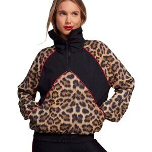 Terez Women Size S Leopard Animal‎ Print 1/4 Print Pullover Windbreaker NWT
